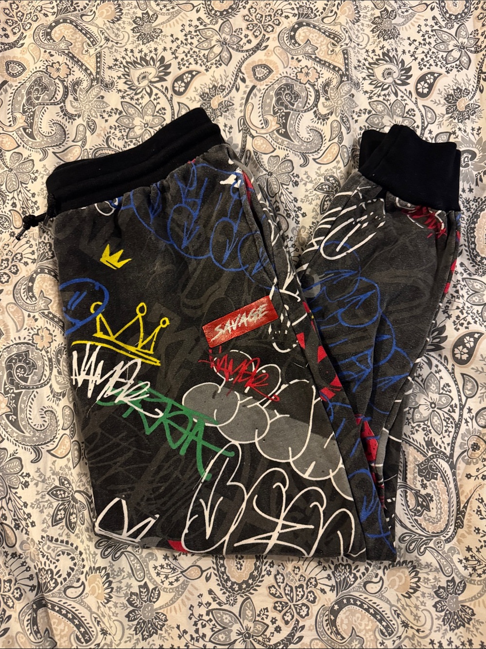 ⭐️Prime Threads Boys Fleece Graffiti Joggers (Size: XL)